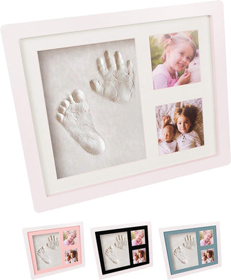 Cherished Baby Handprint and Footprint Photo Frame Clay Kit with 4 Colour Backing Cards  Customisable Newborn Hand & Feet Print Memorable Keepsake Gift for Boys and Girls Nursery Walls