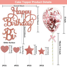 Rorchio Rose Gold Cake Toppers, Happy Birthday Cupcake Topper and 5inch Confetti Balloons for Birthday Cake Decorations