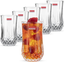 HAADI Drinking Glasses Set of 6 Crystal Clear Tall Water Glass Tumbler Highball Cocktail Glasses for Wine, Whiskey, Juice,Gin and Other Beverages (350ml)