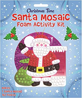 Henbrandt Christmas Mosaic Kit for Kids Make Your Own Xmas Craft Kit Santa Mosaic Art with Sticky Foam Tiles Xmas Party Favour Stocking Fillers for Boys and Girls