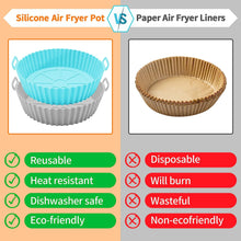 2Pcs Silicone Air Fryer Liners, 7.8" /20cm Air Fryer Liners Reusable Air Fryer Accessories, Airfryer Basket Silicone Pot, Compatible with Ninja, Tower, COSORI