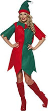 Smiffys Women's Elf Costume, Hat and Tunic, Multicolored (Red/ Green), Large