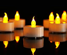 12 Pack Realistic and Bright Flickering Battery Operated Flameless LED Tea Lights Candles, tealights Electric Fake Candles for Halloween Christmas Weddings Festivals Decoration in Warm Yellow