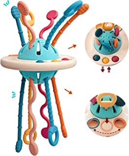 Baby Sensory Toys 12-18 Months,UFO Food Grade Silicone Pull String Teething Toys for Baby, Montessori toys for 1 year old,Early Educational Fine Motor skills Activity Toys Birthday Gift for 18M+