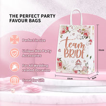 10 Pcs Hen Party Bags - Floral Team Bride Bags with Handle, Rose Gold Foiled Hen Do Paper Bags Wedding Paper Party Bags for Wedding Bridal Shower Bachelorette Party Favour Hen Do Accessories