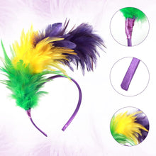 MWOOT Feather Headband, 1920s Fascinator Headwear, Purple Yellow Green Feather Headpiece, Hair Accessories for Cocktail Wedding Tea Party,