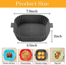 Silicone Air Fryer Liners, 2Pack Square Air Fryer Silicone Basket Tray Airfryer Accessories Reusable Air Fryer Accessories Air Fryer Liners for Tower Ninja COSORI Tefal Philips Gourmia Airfryer Black