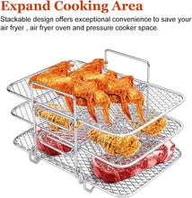 Air Fryer Rack for Ninja Air Fryer Multi-Layer Double Basket Air Fryer Accessories 304 Stainless Steel Grilling Rack Toast Rack Cooking Rack for Oven Microwave Baking Roasting (C)