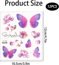 Temporary Tattoos, Wings Butterfly Tattoo Stickers 12 Sheets Tattoos for Kids Girls Boys, Waterproof and Sweatproof Tattoo Sticker Kids Tattoo, Good Breathability Ideal for Birthday Party