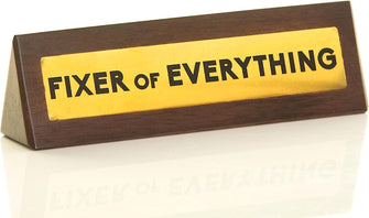 Boxer Gifts Fixer of Everything Novelty Wooden Desk Plaque Sign - Fun Desk Accessories  Funny Secret Santa Gifts For Work Colleague & Office Boss  Unique Fathers Day Gifts For Dad, Brown