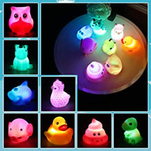 Lictin Baby Floating Toys - 8PCS Bath Toys Luminous, Light Up Toy Set with Storage Bag Bathtub Floating Toys with Cute Animals for Kids in Bathtime