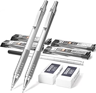 Nicpro Metal Mechanical Pencils Set with Case, Automatic Retractable Drafting Pencil 0.5 mm and 0.7 mm With HB Leads Refill, Erasers Propelling Pencils For School Engineer Writing, Drawing, Sketching