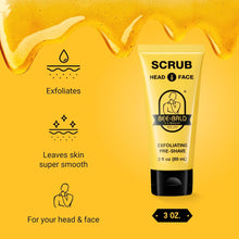 Bee Bald SCRUB Exfoliating Pre-Shave deep cleans and removes pore clogging dirt, oil and dry, flaky skin, preparing it for a super close shave and leaving it smoother than a baby's behind