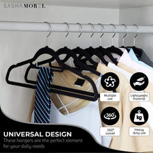 Sasha Morel 20 Pack Velvet Hangers  Non Slip Velvet Hangers For Clothes with Tie Organisers  Space Saving Hangers and 360 Swivel Hooks Wardrobe Storage Organiser