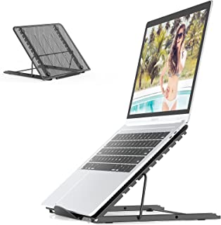 JUMKEET Laptop Stand,Foldable Portable Ventilated Desktop Laptop Holder,Universal Lightweight&Adjustable Ergonomic Tray Mount Compatible with iM(ac)/Laptop/Notebook Computer/Tablet (Black)