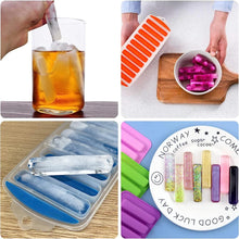 3 Pieces Ice Cube Tray, Bottle Ice Stick Trays Bottom Silicone Easy Release Reusable Ice Cube with No-Spill Removable Lid Ideal for Sports Drinks and Water Bottles Whiskey Cocktail