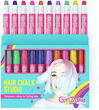 GirlZone Hair Chalk Set For Girls, 10-Piece Temporary Hair Chalks with Lovely Colours, Easy to Use and Safe for Kids, Great Xmas and Birthday Gift Idea and Awesome Halloween Arts and Crafts for Kids