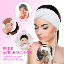 WLLHYF 3 Pack Spa Facial Headband Adjustable Non-Slip Makeup Hair Band Magic Sticker Skincare Head Wraps Absorbent Terry Cloth Stretch Towel for Women Washing Face Shower Bath Yoga Sports (black,