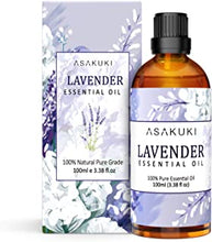 ASAKUKI Lavender Essential Oils 100mL, Lavender Oil 100% Natural Pure Therapeutic Grade, Aromatherapy Oil Lavender for Sleep, Skin Care, Hair Care & Bath, Ideal for Humidifier, Diffuser & Wellness