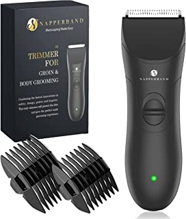 Pubic Hair Trimmer. Body Beard Stubble Head Groin Shaver and Groomer for Men. Tidy Private Parts and Balls with Replaceable Ceramic Safety Blades. Rechargeable Manscaping Made Easy Grooming Kit