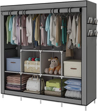 ACCSTORE Portable Wardrobe Clothing Wardrobe Shelves Clothes Storage Organiser With 4 Hanging Rail,Grey