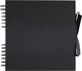 Paperchase Black Kraft Square Scrapbook, Photo Album, Memory Book, Blank Canvas for Your Art, Craft and Design Projects, 50 Black Kraft Sheets (100 Pages)