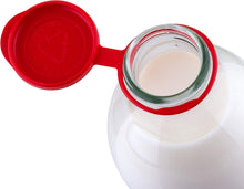 Airtight Milk Bottle Tops (5 pack), reusable, specifically designed to fit standard UK one pint glass milk bottles. Made in UK