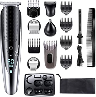 Hatteker Beard Trimmer Hair Clippers Mustache Trimmer Shavers for Men Hair Trimmer Nose Trimmer Body Trimmer 5-in-1 Cordless Haircut Kit for Men Waterproof