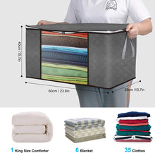 Clothes Storage Bag 4Pack 90L Large Capacity Solution Organizer for Clothes, Duvets, Comforters, Blankets, Bedding with Zip and Clear Window Reinforced Handle Thick and Breathable Fabric