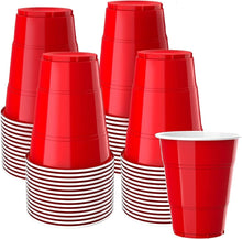 Red Plastic Cups, 300ml (10.5floz) [50 Pack] Solo Cups, Party Cups, Disposable Cups for Birthday ,Party ,Picnics,Weddings