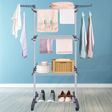 Innotic Clothes Drying Rack 3 Tier Collapsible Rolling Stainless Laundry Dryer Hanger with Casters for Indoor, Grey