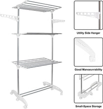 Hyfive Clothes Airer Drying Rack Extra Large 4 Tier Clothes Drying Rail Stainless Steel Garment Laundry Racks Folds Flat For Easy Storage