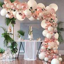 SANERYI Balloon Arch Kit 140pcs Rose Gold Balloons and White Balloons Garland Kit Confetti Clear Latex Balloons for Bridal Shower Bachelorette Hen Party Wedding Birthday for Girls Decorations