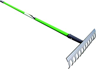 Green Blade BB-GR101 12-Teeth Carbon Steel Garden Rake with PVC Grip - Leaf green/brown
