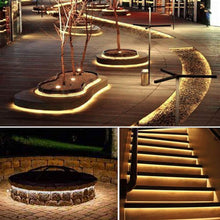 Outdoor Solar LED Strip Lights Warm White, Solar Powered Flexible Waterproof Rope Lights, 8 Modes 180 LED Lights Strip for Garden Porch Gazebo Christmas Pathway Home Patio Umbrella House Eaves Decor