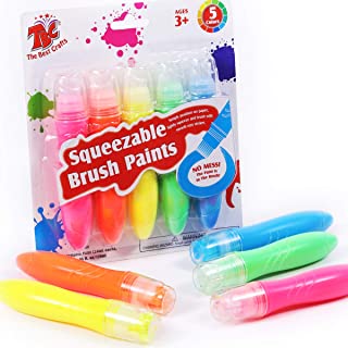 TBC Squeezable Brush Paints for Kids Non-Toxic Washable Tempera Painting Refillable Paint Brush for Toddlers Children Teens Boys Girls Adults Painting on Paper Wood Glass Ceramic Canvas