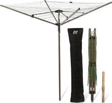 NETTA Rotary Washing Line 4 Arm 45M Dark Green, Cover And Ground Spike Included, Easy to Open and Close - Laundry Airer, Clothes Dryer, Garden Washing Line