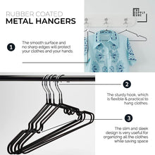 Supply Cube 20Pcs Rubber Coated Metal Hangers  Non Slip Hangers with 4mm Thickness  Wardrobe Organiser Clothes Hangers  Space Saving Hangers for Wardrobe Rail, Rack (20 Pack, Black)