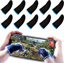 PUBG Mobile Finger Sleeve, Pack of 10 Finger Sleeves for Gaming, Anti-sweat Thumb Sleeves for Mobile Gaming, Breathable Pro Gaming Finger Gloves, Weightless Magnetic Touch Screen Finger Sleeves (Blue)