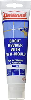 UniBond Grout Reviver Sponge Pack, Waterproof Anti-Mould Tile Grout Reviver, Grout Whitener for Bathrooms and Kitchens, White Grout with Sponge Applicator, 1x125ml