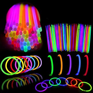 DPGAB Glow Sticks Bulk 100 Pack.8” Ultra Bright Glow Sticks Party Pack Mixed Colors; Bracelets Glow Necklaces Glow-in-The-Dark Light-up July 4th Christmas Halloween Party Supplies Pack.
