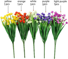 Leixi Artificial Flowers, 5pcs Fake Outdoor UV Resistant Plants Faux Plastic Greenery Shrubs Indoor Outside Hanging Planter Home Kitchen Office Wedding Garden Decor (Multi)