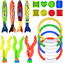 NATUCE 19PCS Underwater Diving Pool Toys Kit, Diving Torpedo Bandits, Diving Rings, Gemstones, Diving Ball Streamers, Sinking Seaweed, Diving Toys, Swimming Pool Toys For Kids Boys Girls