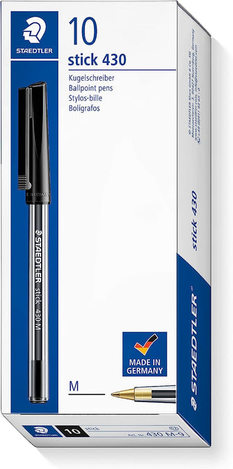 STAEDTLER Stick 430 M-9 Ballpoint Pen Medium - Black (Box of 10)