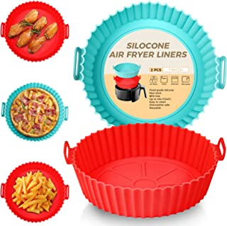 2Pcs Silicone Air Fryer Liner, 7.9" Air Fryer Liners Reusable Silicone Pot, Food Grade Air Fryer Silicone Baking Tray Greaseproof Airfryer Basket Rack Accessories, Compatible with Ninja, Tower, COSORI