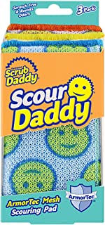 Scrub Daddy Scour Daddy, Scourers Sponge, Non Scratch Scouring Pads, Heavy Duty Scourer Pad for Cleaning Dishes, Alternative to Metal Kitchen Scourers, Dish Sponges for Washing up, Multipack of 3