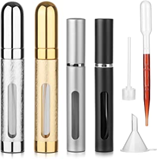 Hyber&Cara Perfume Atomiser Refillable Empty Fragrance Bottle Aftershave Spray Scent Pump for Travel Out-Going 2x5ml + 2x12ml