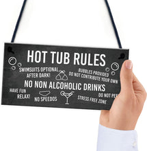 RED OCEAN Funny Hot Tub Rules Sign Perfect Hot Tub Accessories Garden Sign Home Gift