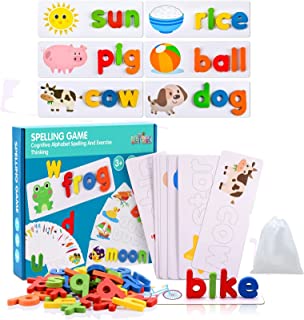 Qukir Learning Games for 2 Year Olds, Alphabet Flash Cards Spelling Games for 2 3 4 5 6 Year Olds Educational Toys for 2+ Year Olds Toys for 2 Year Old Girls Toddler Gifts Age 2-6 Alphabet Games