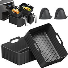 Silicone Liners for Ninjas Dual Air Fryer, 2PCS JUNFOND Silicone Air Fryer Liner, Reusable Silicone Air Fryer Basket, Air Fryer Accessories with Silicone Glove, Silicone Pot for Oven/Microwave